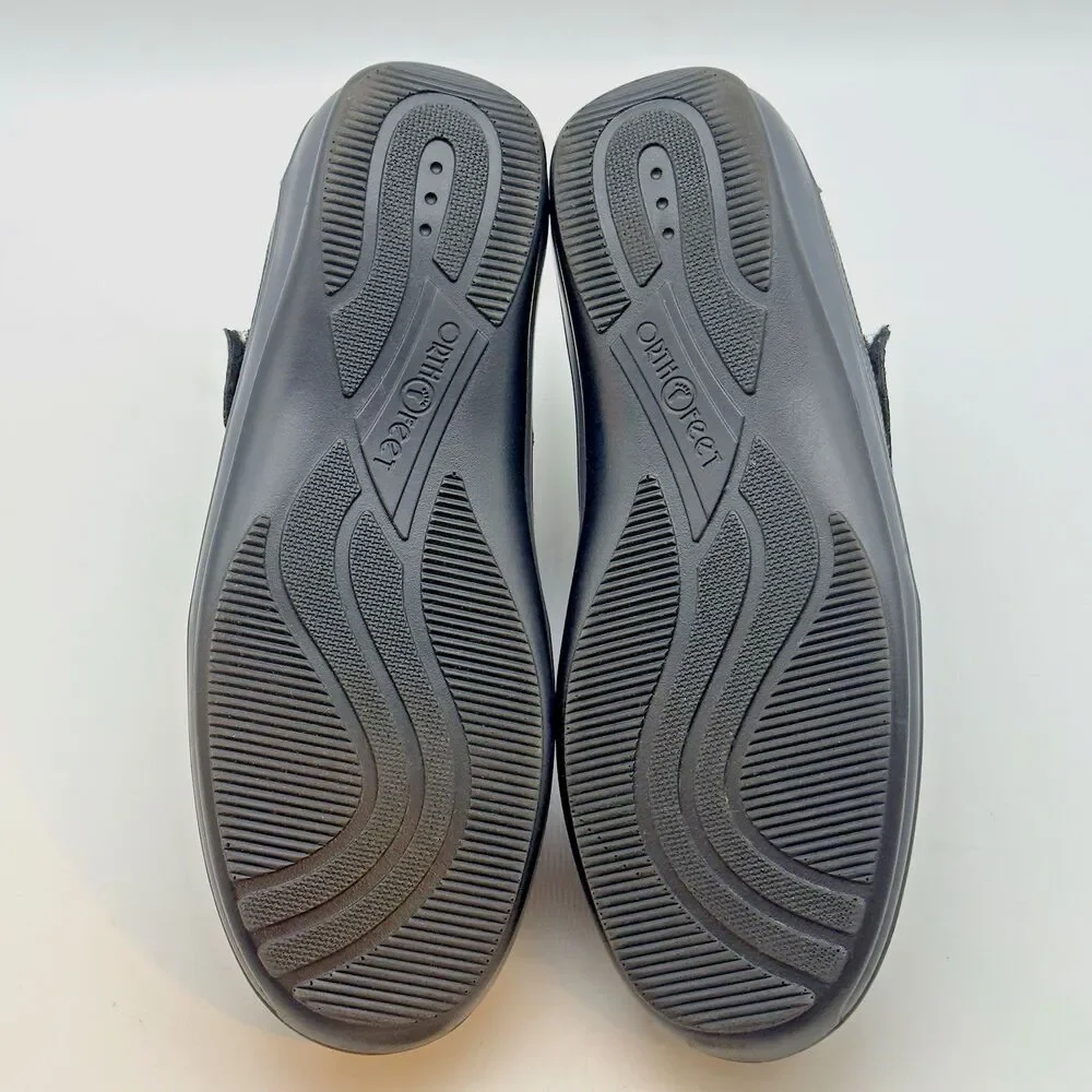 Orthofeet Breeze Walking Shoes Women's 11 Wide Black Hook and Loop Stretch Laces